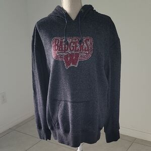 J. America Charcoal Wisconsin Badgers Hoodie Unisex